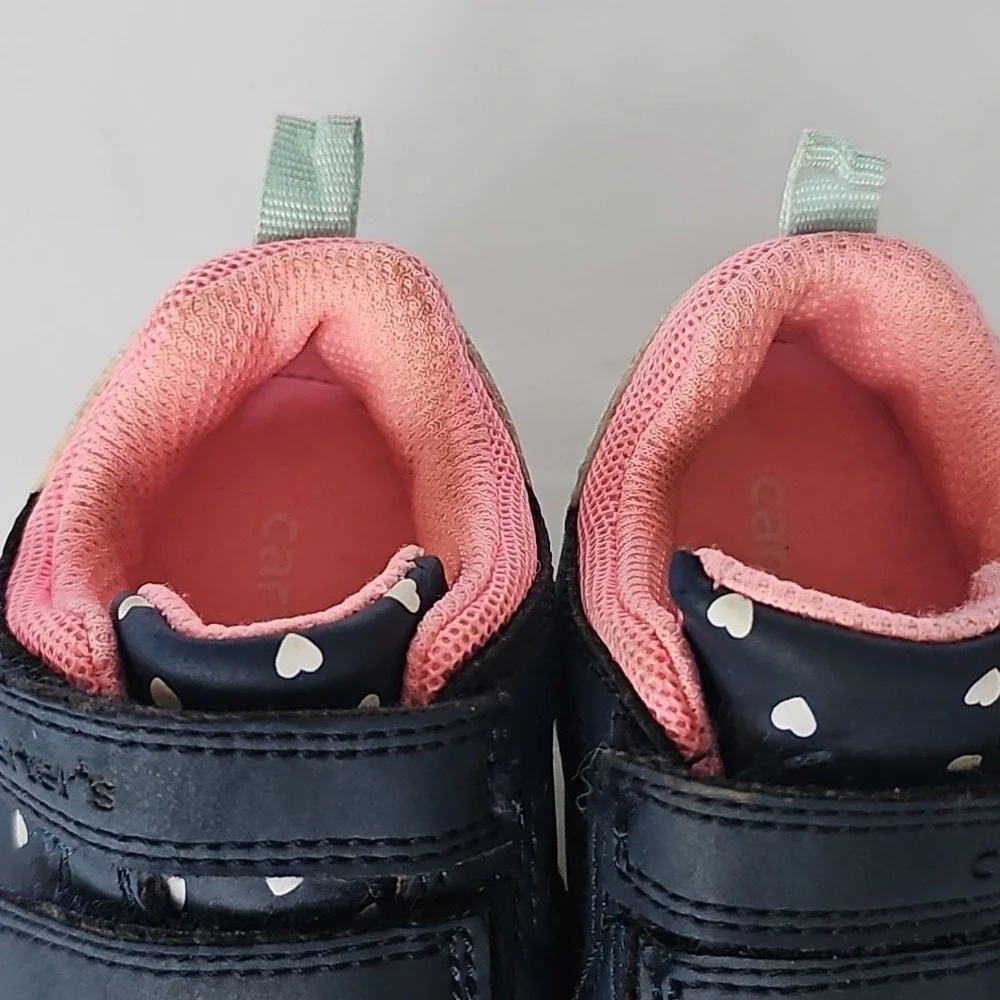 Carter's Every Step Baby Girls Relay Sneaker Blue White Hearts Size 3 1848
